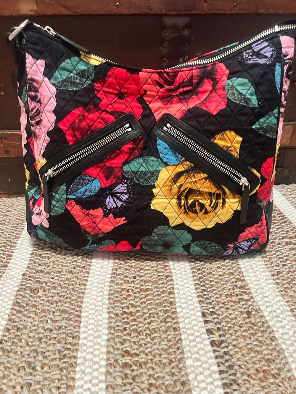 Vera Bradley Quilted Floral Crossbody Bag - Black Multi